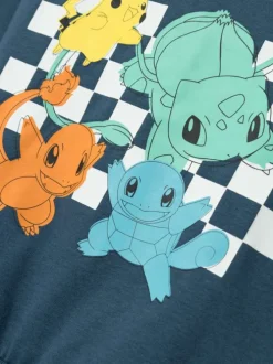 Sweat à capuche en coton mélangé bleu avec un imprimé et une coupe droite