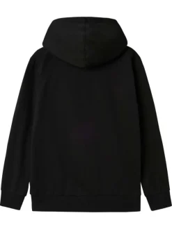 Sweat à capuche en coton mélangé noir imprimé à l'avant avec une coupe droite