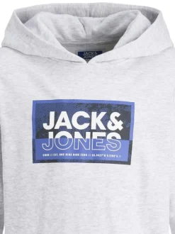 Sweat à capuche gris clair imprimé en coton mélangé avec une coupe droite