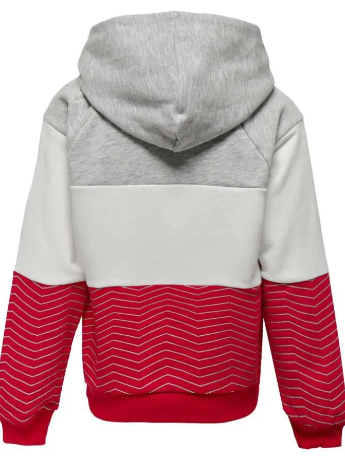 Sweat à capuche tricolore avec une coupe droite et à motifs chevrons
