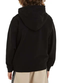Sweat à capuche zippé en coton régénératif noir avec une coupe relaxed