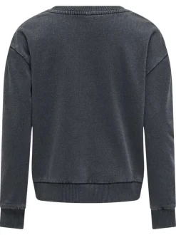 Sweat anthracite à imprimé léopard avec une coupe droite et un col rond
