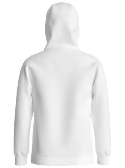 Sweat blanc uni avec une coupe droite et une poche kangourou à l'avant
