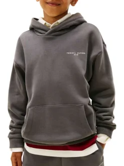 Sweat en coton anthracite avec un col à capuche et des manches longues