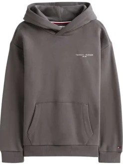 Sweat en coton anthracite avec un col à capuche et des manches longues