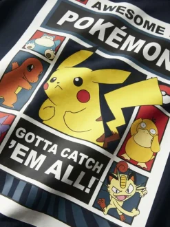 Sweat en coton biologique marine uni pourvu d'un imprimé pokémon