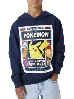 Sweat en coton biologique marine uni pourvu d'un imprimé pokémon