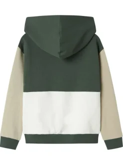 Sweat en coton biologique vert imprimé à l'avant avec un col à capuche