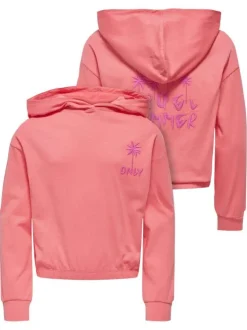 Sweat en coton biologique corail uni pourvu de manches longues