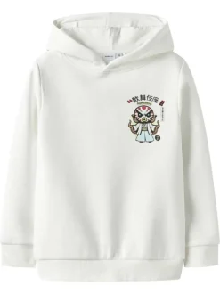 Sweat en coton biologique blanc uni pourvu d'un imprimé poulpe