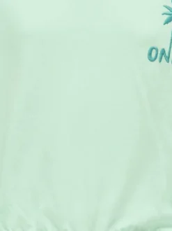 Sweat en coton biologique vert d'eau uni pourvu de manches longues
