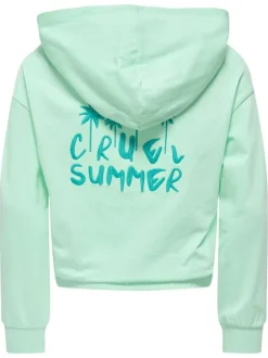 Sweat en coton biologique vert d'eau uni pourvu de manches longues