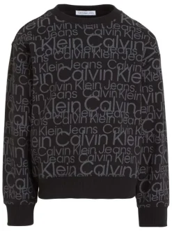 Sweat en coton black monogramme avec une coupe droite et un col rond