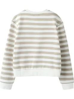 Sweat en coton blanc à rayures pourvu d'un coeur brodé et d'une coupe droite