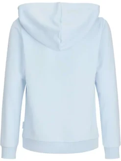 Sweat en coton bleu clair à coupe droite pourvu d'un col à capuche