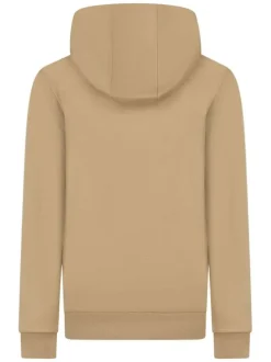 Sweat en coton camel à coupe droite avec un col à capuche et logo imprimé