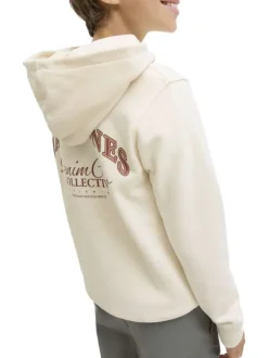 Sweat en coton écru à coupe droite orné d'un imprimé de la marque