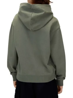 Sweat en coton kaki coupe ajustée avec un col à capuche et un imprimé