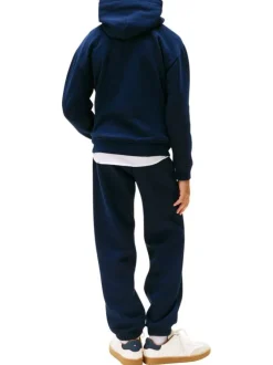 Sweat en coton marine à imprimé fantaisie avec un col à capuche