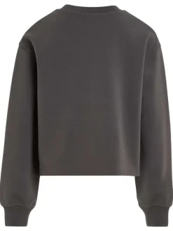 Sweat en coton mélangé anthracite avec une coupe boxy et un col rond