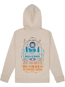 Sweat en coton mélangé beige uni à capuche avec une coupe droite