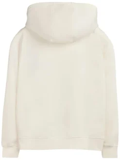 Sweat en coton mélangé beige à coupe ample pourvu d'un col à capuche