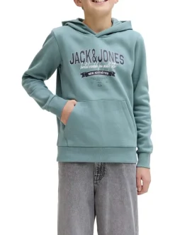 Sweat en coton mélangé bleu à coupe droite orné d'un imprimé de la marque