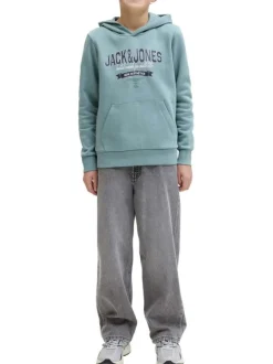 Sweat en coton mélangé bleu à coupe droite orné d'un imprimé de la marque