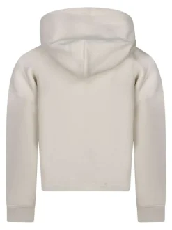 Sweat en coton mélangé écru imprimé coupe ajustée et col à capuche