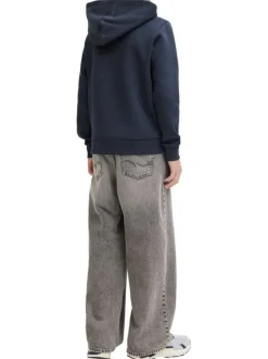 Sweat en coton mélangé marine à coupe droite orné d'un imprimé de la marque