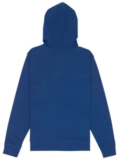 Sweat en coton mélangé marine uni à capuche avec une coupe droite