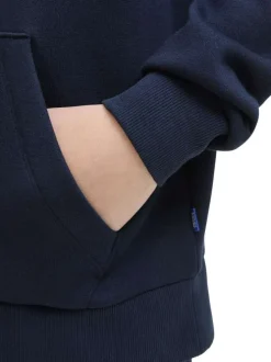 Sweat en coton mélangé marine imprimé avec une coupe droite et nom iconique
