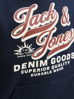 Sweat en coton mélangé marine imprimé avec une coupe droite et nom iconique