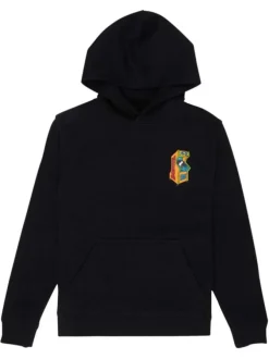 Sweat en coton mélangé noir uni à capuche avec une coupe droite