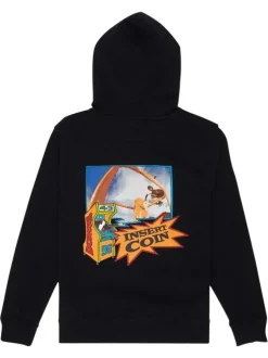 Sweat en coton mélangé noir uni à capuche avec une coupe droite