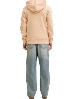 Sweat en coton mélangé pêche à coupe droite orné d'un imprimé de la marque