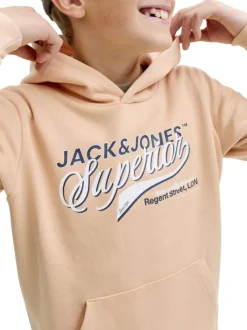 Sweat en coton mélangé pêche à coupe droite orné d'un imprimé de la marque