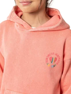 Sweat en coton mélangé rose uni pourvu d'une coupe droite et d'une capuche