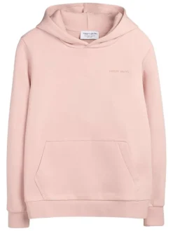Sweat en coton mélangé rose à coupe droite pourvu d'un col à capuche