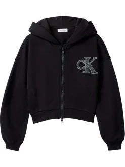 Sweat en coton noir avec une coupe droite et un col à capuche
