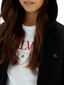 Sweat en coton noir uni avec une coupe droite et une capuche