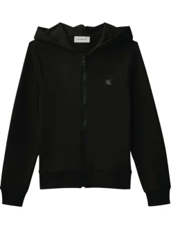 Sweat en coton noir uni avec une coupe droite et une capuche