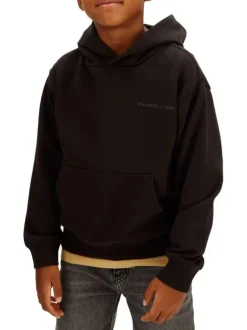 Sweat en coton noir uni avec une coupe droite et une capuche