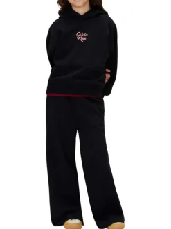Sweat en coton noir uni avec une coupe ajustée et un col à capuche