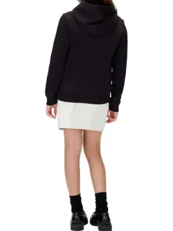 Sweat en coton noir uni avec une coupe droite et une capuche