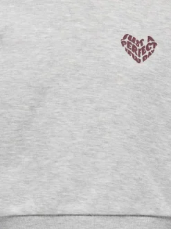 Sweat gris uni avec une coupe droite à col rond et des manches longues