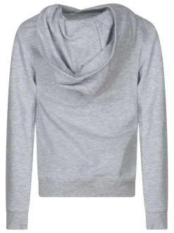 Sweat gris uni pourvu d'une coupe droite et d'un imprimé tropical