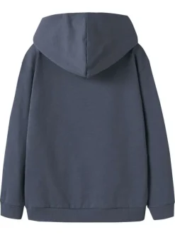 Sweat indigo uni pourvu d'un imprimé ours et d'une coupe droite