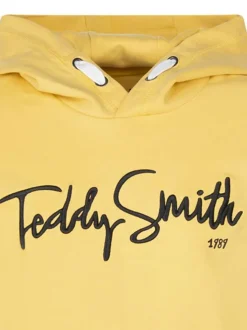 Sweat jaune en coton avec une coupe droite et un col à capuche