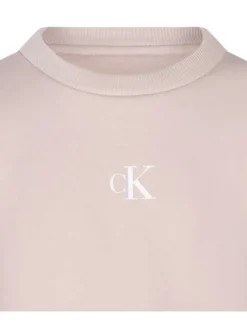 Sweat lilas uni avec une coupe droite, un col rond de logo de la marque